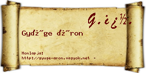 Gyüge Áron névjegykártya