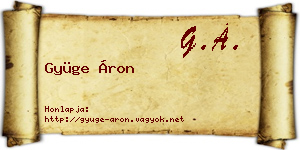 Gyüge Áron névjegykártya